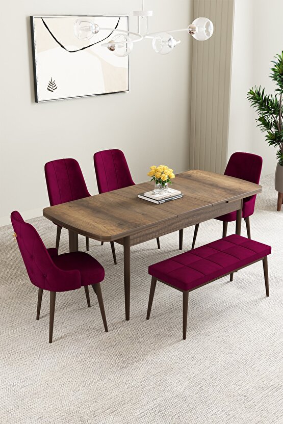Clara Barok Desen 80x132 Açılabilir Mutfak Masası Takımı 6 Adet Sandalye