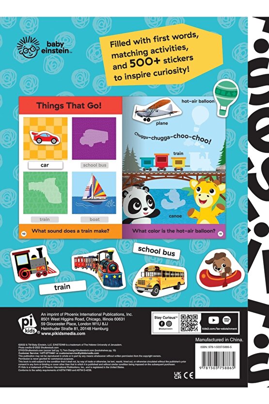 Baby Einstein: Sticker Book-100 First Words | Çıkartmalı Ingilizce Çocuk Kitabı