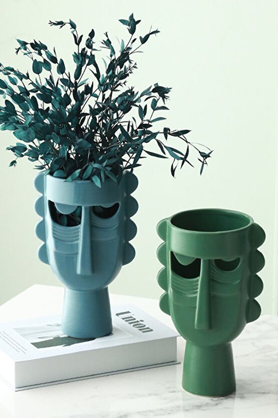 Lüx Art Nordic Yeşil Yüzlü Vazo & Biblo (1)