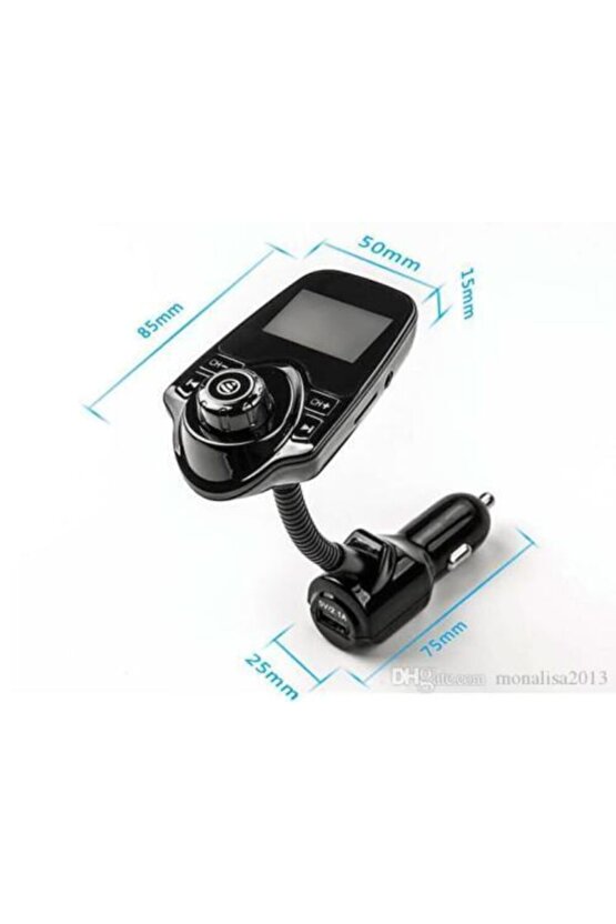 Car T10 Bluetooth Araç Kiti Fm Transmitter Usb Den Şarj Destekli