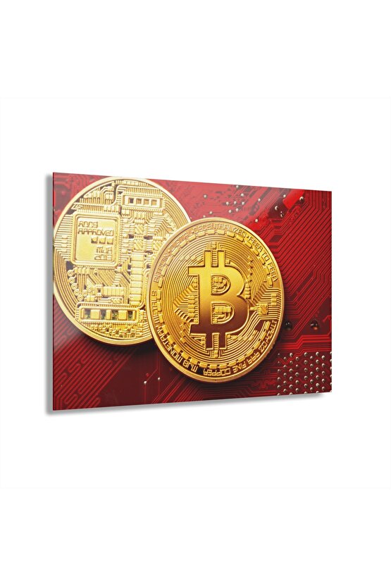 Bitcoin Kripto BTC Crypto Para 2 Cam Tablo Duvar Dekoru