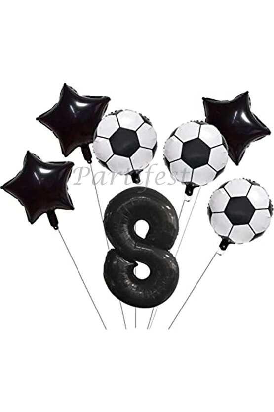 Futbol Konsept 8 Yaş Balon Set Maç Konsept Doğum Günü Set Yaş Balon Set