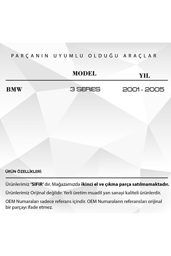 Bmw 3 Serisi E46 (eski Model) Için Kapı Cam Tamir Takımı Uyumlu