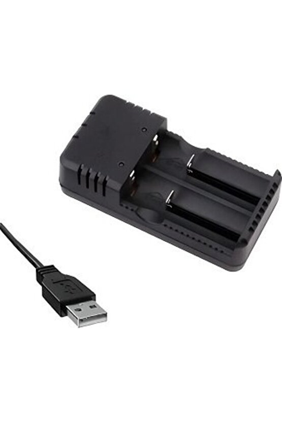 2li Pil Şarj Cihazı 3.7V Li-Ion HD-8991B 18650-26650-10440- Entegre USB Kablolu