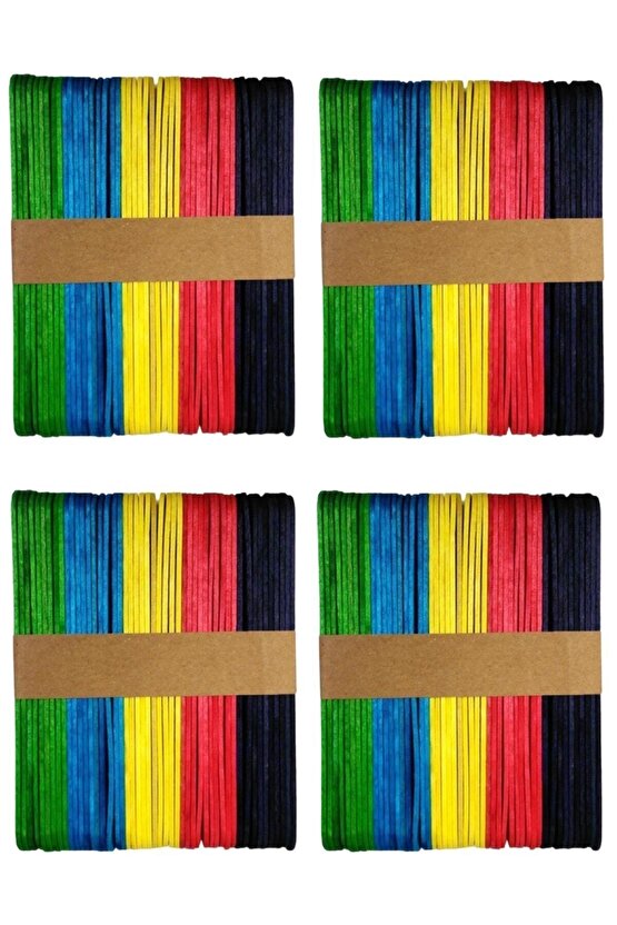 Geniş Renkli Ahşap Çubuk 50 Li 4 Paket Dil Çubuğu Abeslang 200 Adet Set