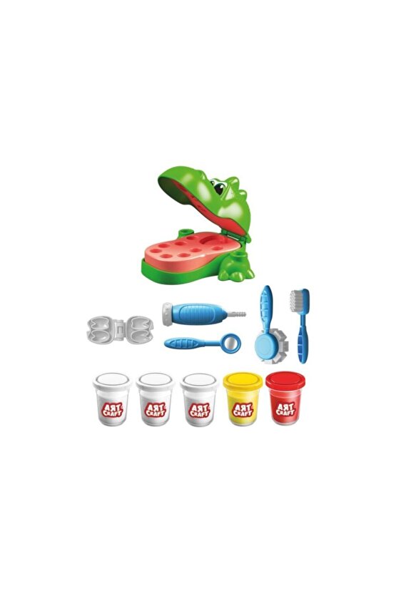 Art Craft Eğitici Dino Dentist Oyun Hamuru Seti - Play Dough Dinazor Dişçi Seti