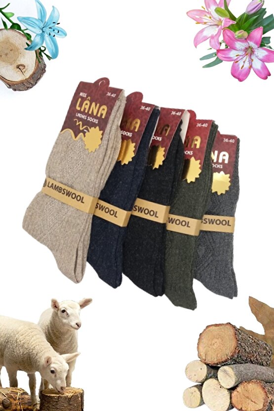 Çorap (12 Çift) Kışlık Yün Çorap Lambswool (özel Kuzu Yünlü) Kadınlar Için Termal Özellikli