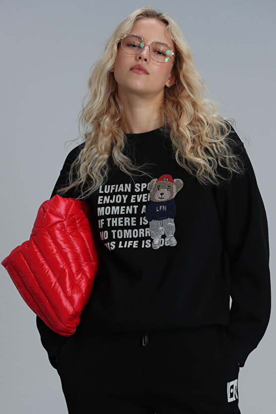 Vera Kadin Örme Sweatshirt Siyah