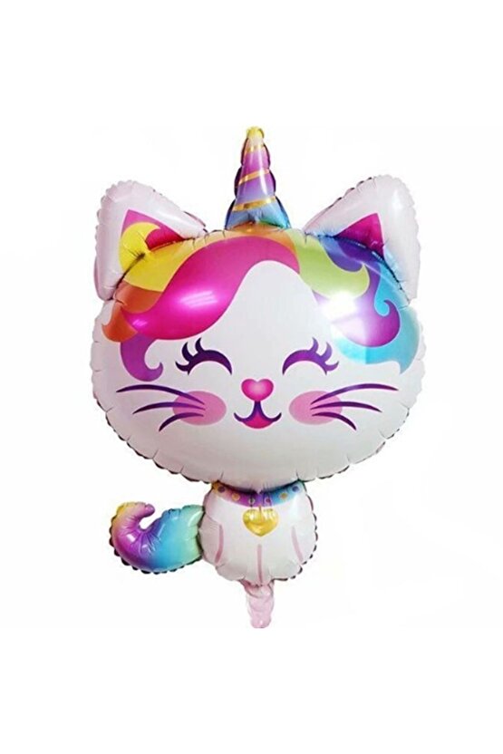 Unicorn Kedi Kitty Rakam Konsept 1 Yaş Balon Doğum Günü Set Yaş Balon Set