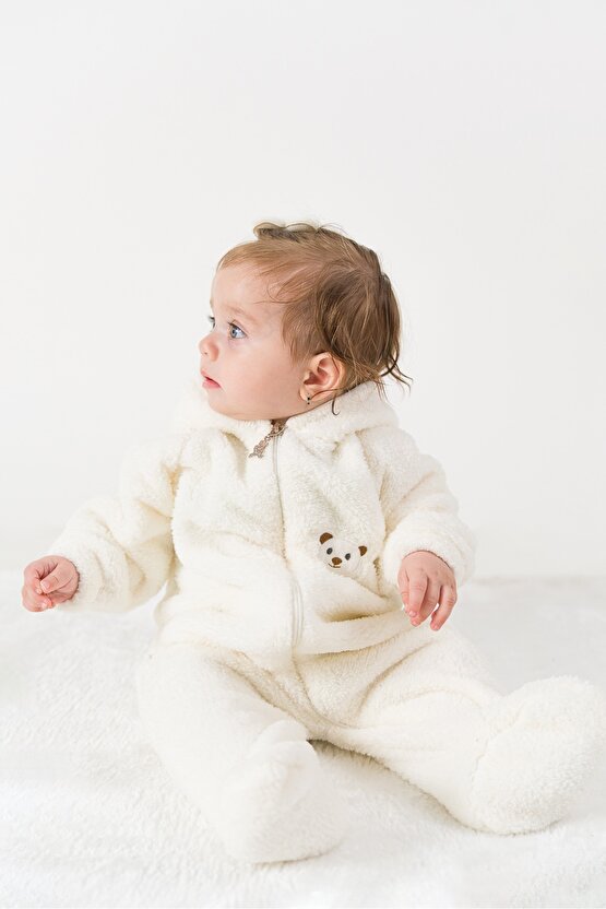 Welsoft Peluş Unisex Fermuarlı Kışlık Bebek Uyku Tulumu Bebek Tulumu Çocuk Tulumu Çocuk Kostümü TLMA