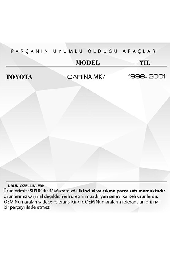 Toyota Carina Mk7 Için Kontak Şaft Kilit Silindir Mili