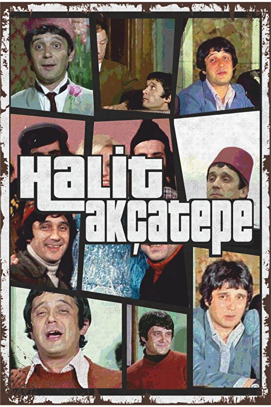 Halit Akçatepe Gta Tarz Yeşilçam Replikler Sahneler Retro Ahşap Poster