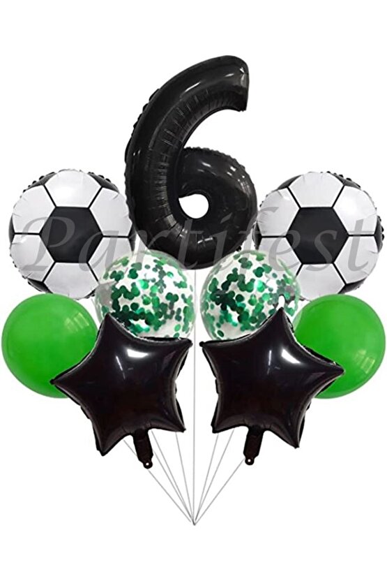Futbol Konsept 6 Yaş Balon Set Maç Konsept Doğum Günü Set Yaş Balon Set
