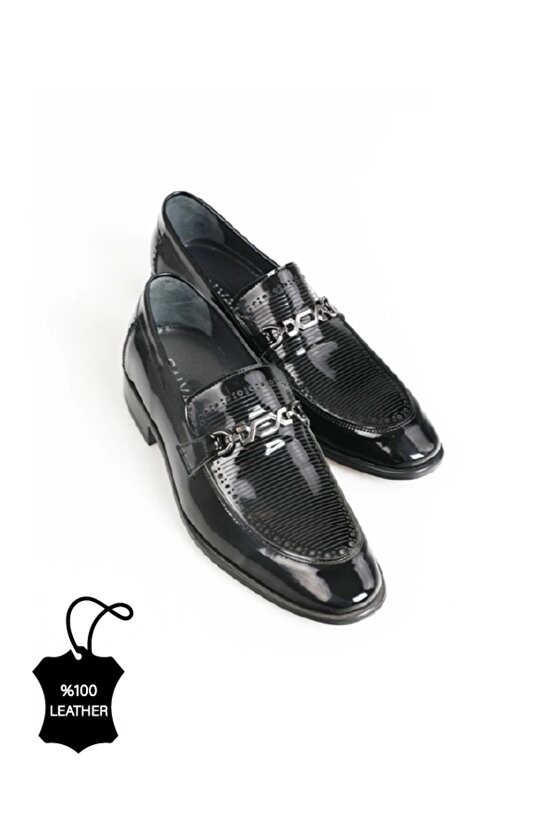 Hakiki Deri Siyah Erkek Klasik Ayakkabı Mt8080-black Shıny