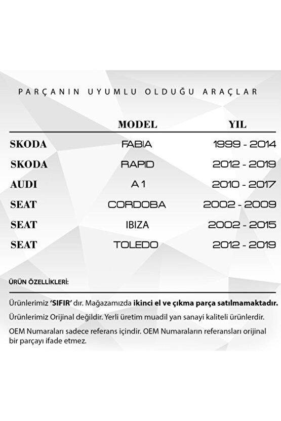 Audi A1, Seat Ibiza, Skoda Fabia Için Viraj Demir Lastiği 2li