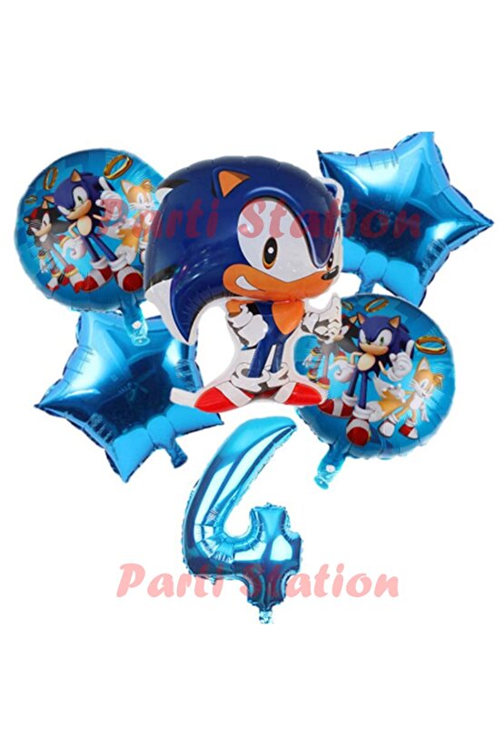 Tilki Sonic Konsept 4 Yaş Balon Set Sonic Doğum Günü Balon Set