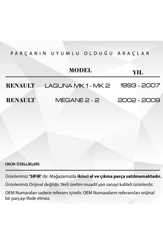 Renault Laguna Için Ön- Arka Kapılar Sağ-sol Kilit Parçası Klips