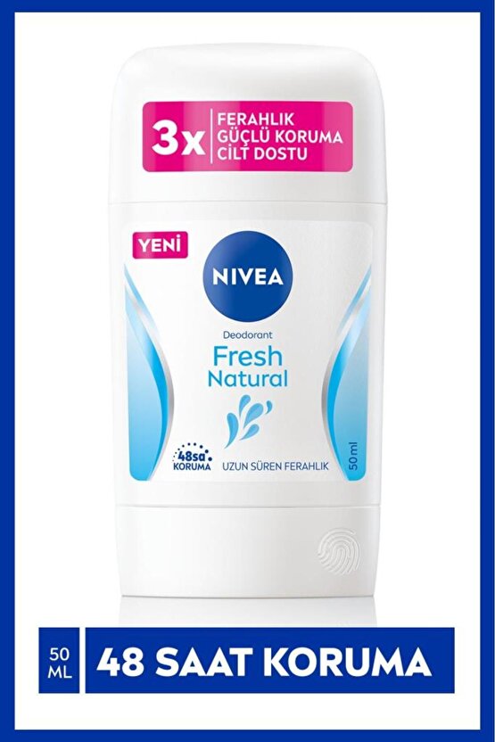 Kadın Stick Deodorant Fresh Natural 50ml, 48 Saat Deodorant Koruması, Ter Kokusu Karşıtı