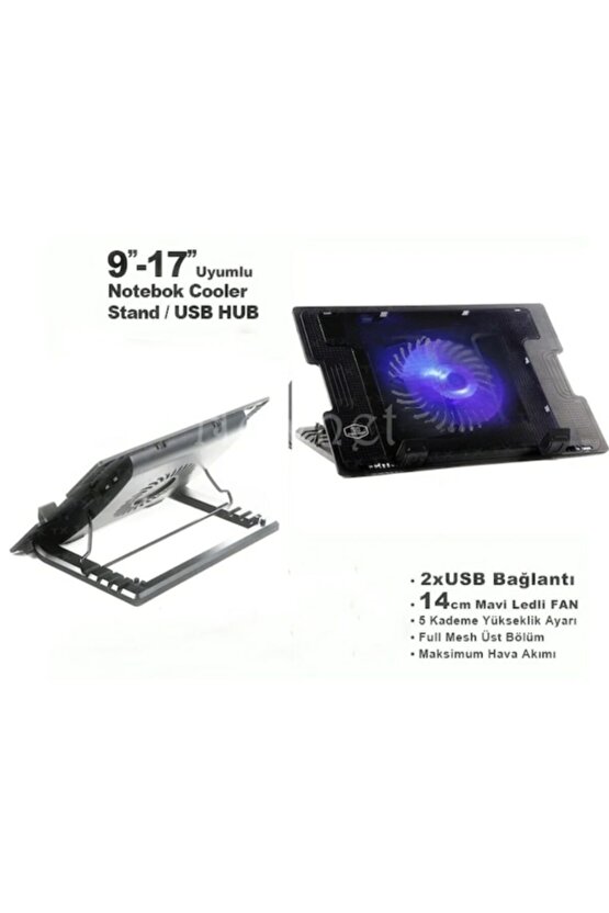 Laptop Soğutucu Altlık Cooling Pad Notebook Standı Led Işıklı Pl9951