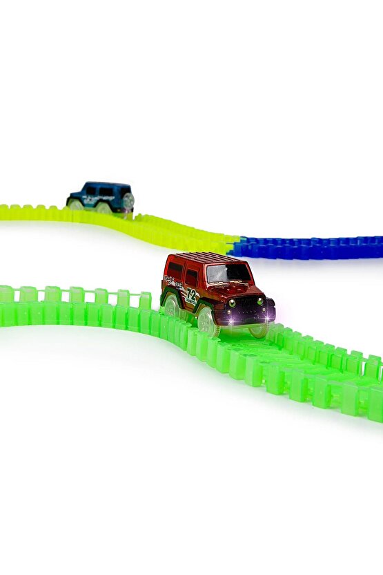 Magic Trucks 384 Parça Raylı Pist - Raylı Araç Oyuncak - Tren Oyuncak  - Renkli Araç Yolu - Pist Set