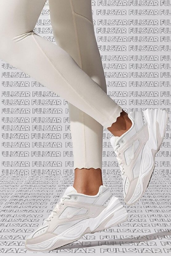 M2k Tekno Leather Unisex Sneaker Hakiki Deri Spor Ayakkabı Kırık Beyaz Yükseklik 4cm