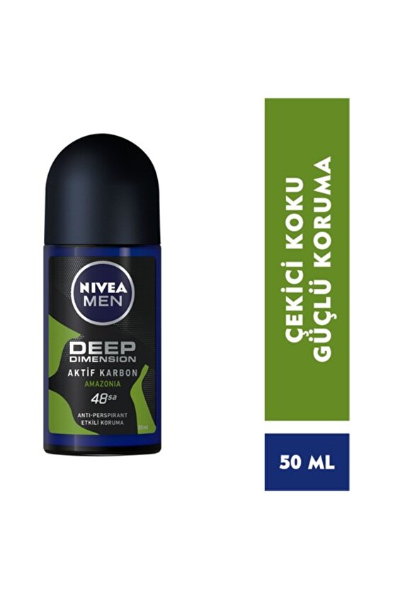 Men Erkek Roll On Deodorant Deep Dimension Amazonia, 48 Saat Anti-perspirant Koruma 50 Ml