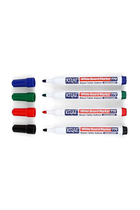 Doldurulabilir Beyaz Tahta Kalemi 4 Renk Set Yazı Tahtası Kalemi