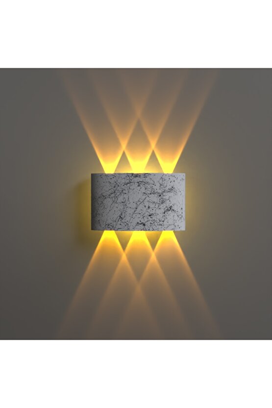 Uranüs Mermer Desen Kasa Amber Işık Ledli Dekoratif Işık Süzmeli Iç Dış Mekan Lüks Modern Aplik