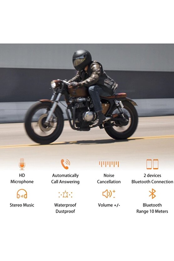 Motosiklet Kask Bluetooth Kulaklık Interkom Su Geçirmez Kablosuz Mikrofonlu Çift Kulaklık Eşleşme