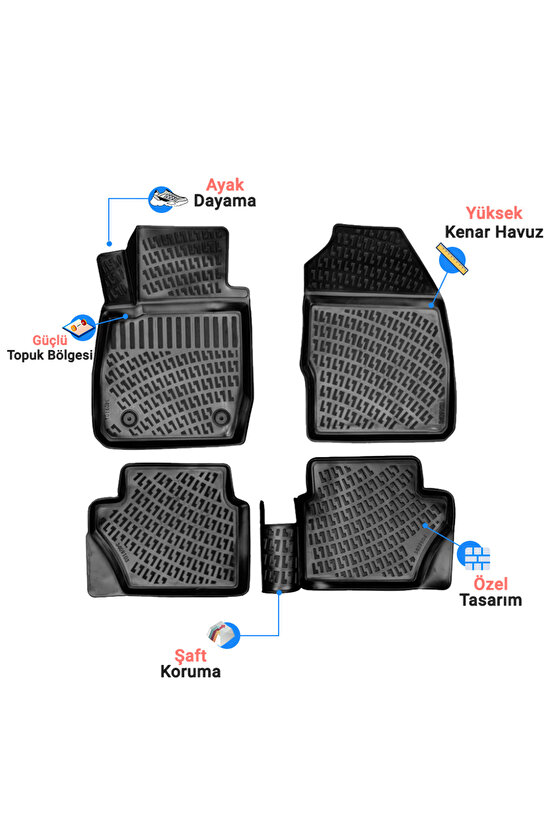 Hyundai Accent Blue 2016 Araca Özel Üretim 3D Havuzlu Paspas ve Bagaj Havuzu