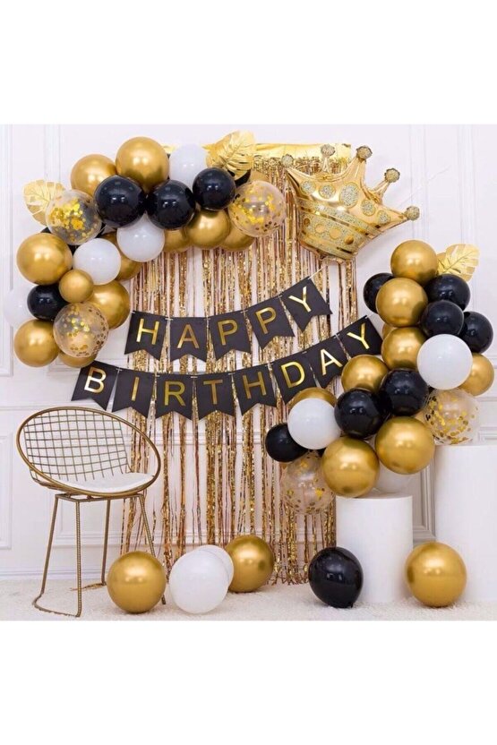 Happy Birthday Gold Balon Set