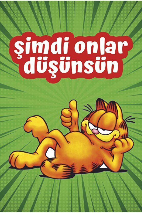 garfield eğlenceli komik şimdi onlar düşünsün duvar yazıları genç odası dekor retro ahşap poster