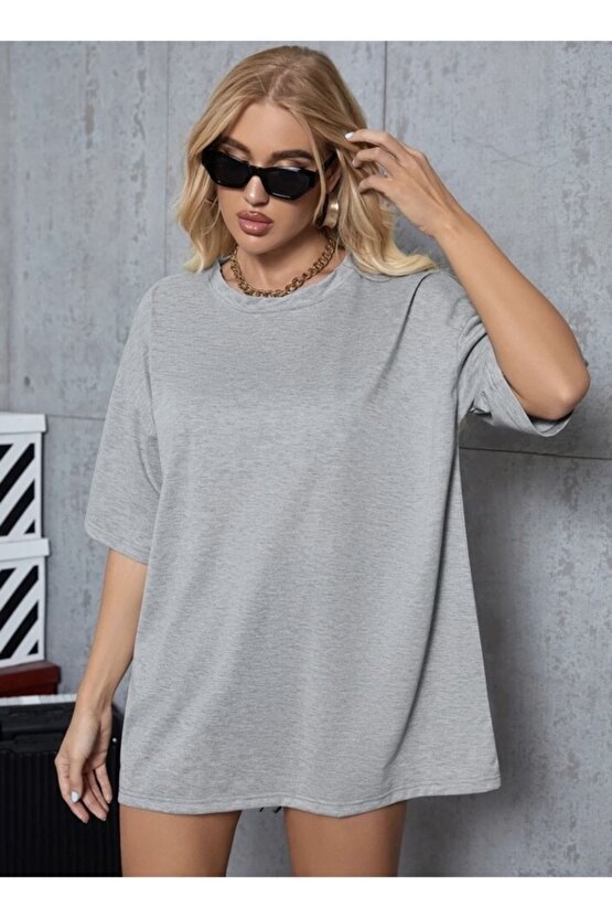 Oversize Unisex Gri Tshirt