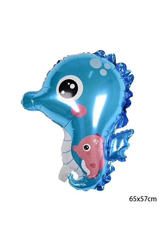 Okyanus Hayvanları Deniz Canlıları 4 Yaş Balon Set Deniz Anası Deniz Atı Happy Birthday Balon Set