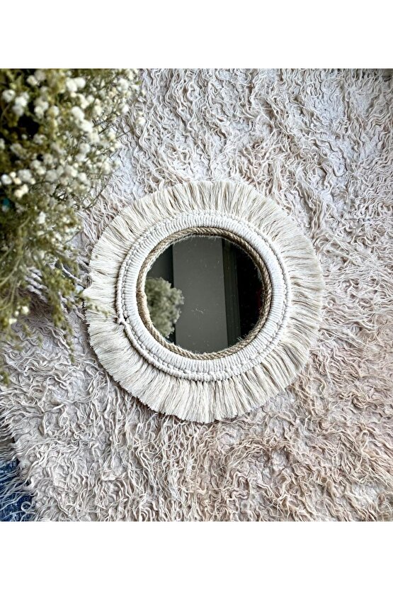 Bohem Makrome Ayna Tekli Duvar Dekorasyon Ürünü