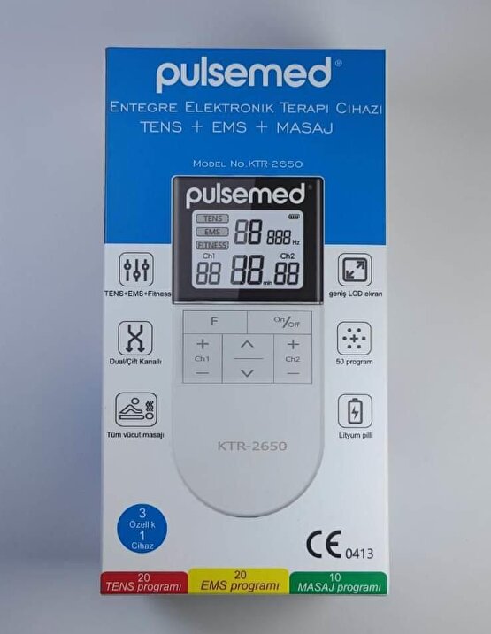 Pulsemed Entegre Elektronik Teraip Cihazı Tens-EMS-Masaj Özelliği Şarj Edilebilir