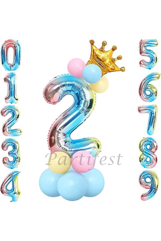 Unicorn Konsept 2 Yaş Rakam Balon Karşılama Seti Doğum Günü Parti Seti