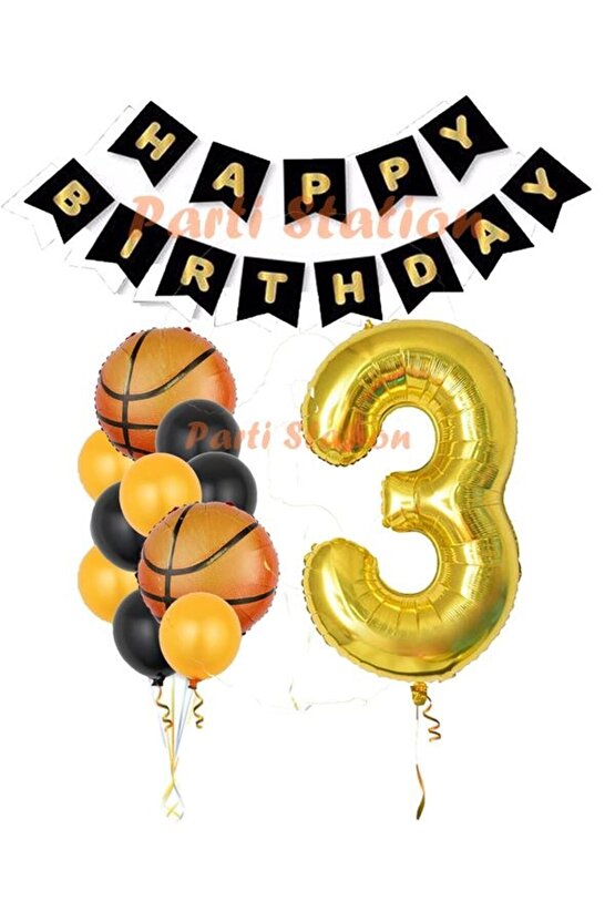 Basketbol Konsept 3 Yaş Balon Set Basketbol Tema Doğum Günü Balon Seti