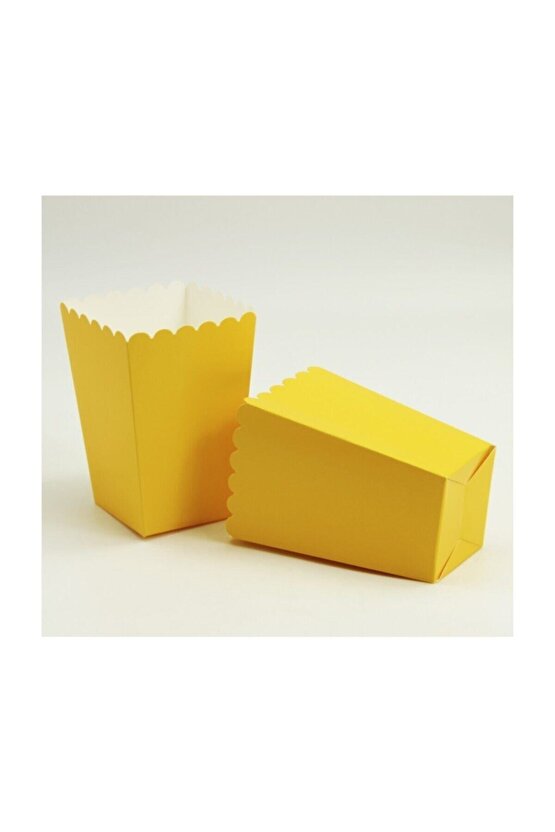Popcorn Kutusu ( Mısır , Cips Kutusu ) 10 Adet Sarı Renk