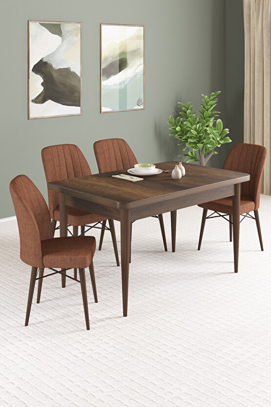 Vena Barok Desen 70x110 Sabit Mutfak Masası 4 Adet Sandalye