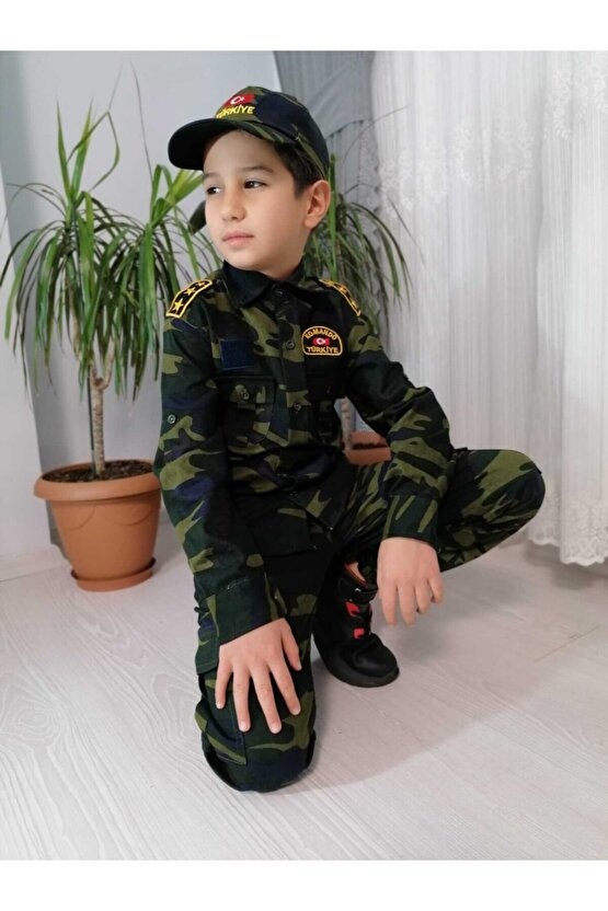 Çocuk Komando Asker Kamuflaj Takımı
