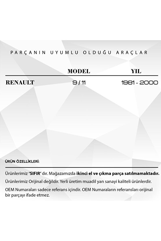 Renault R9, R11 Için Limitör Çubuk Tutucu