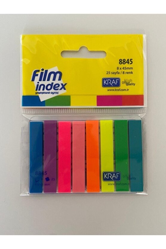 Film Index Şeffaf Plastik Ayraç 8 Renk X 25 Sayfa 8845 5li Set