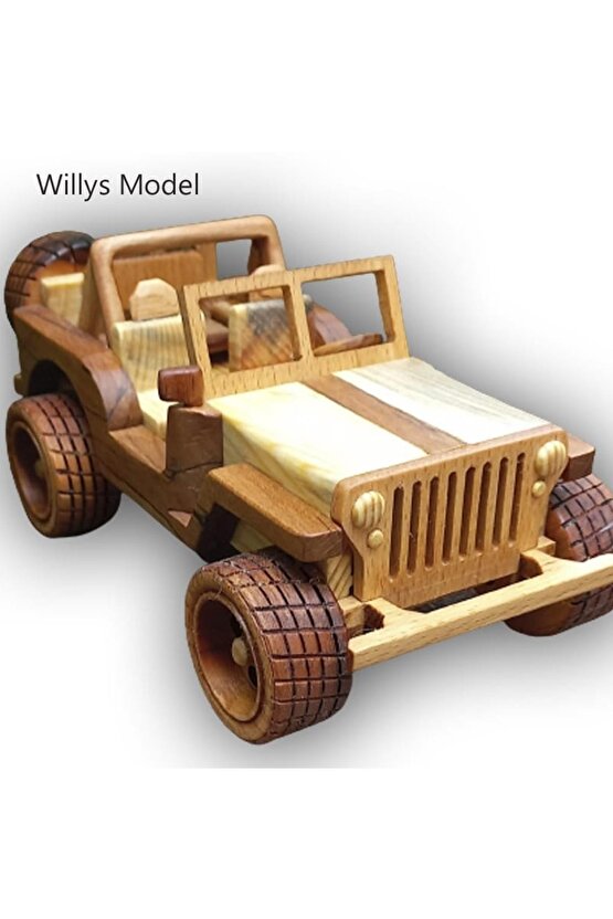 Ahşap Oyuncak Model Araba Serisi 4x4 Willys Ao09