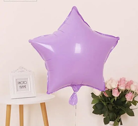 MAKARON LİLA YILDIZ FOLYO BALON  18 inç 45 cm 1 adet