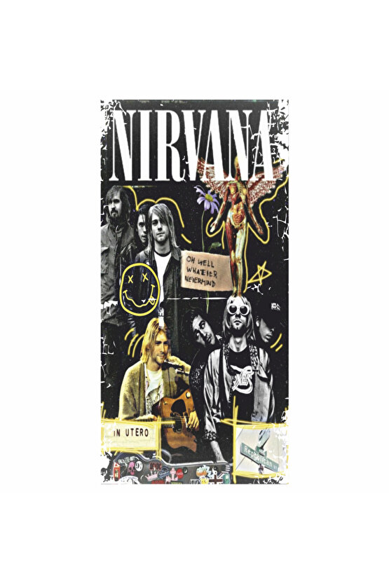 kurt cobain nirvana müzik ev dekorasyon tablo mini retro ahşap poster