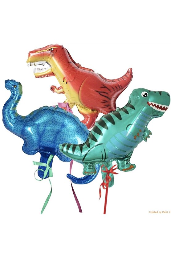 Altın Renk Rakam Balonlu Küçük Boy Dinozor Balonlu 2 Yaş Dinozor Konsept Doğum Günü Parti Balon Set