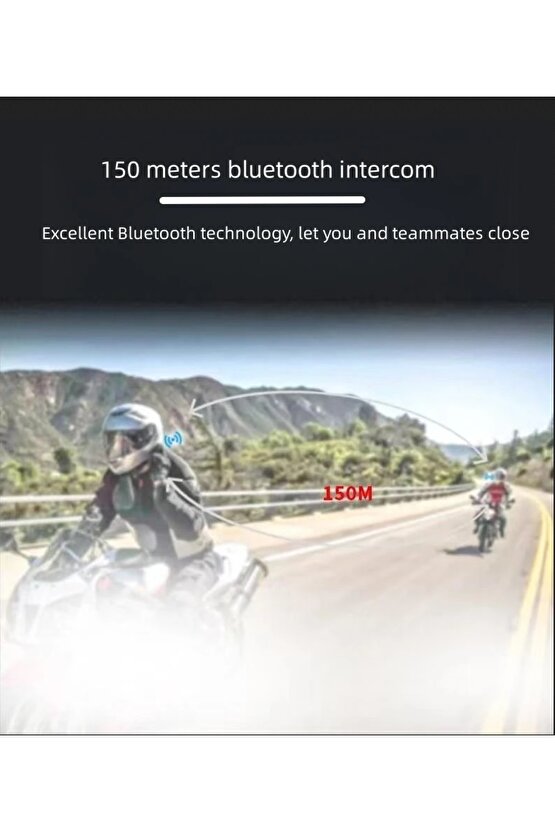 Motosiklet Kask Bluetooth Kulaklık Interkom Su Geçirmez 150 metre intercom eşleşme led ışıklı