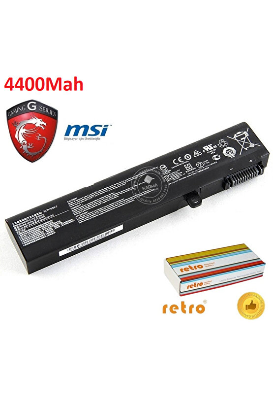 MSI GE63 Raider RGB 9SE-494TR, RGB 9SF-823XTR msi Notebook Bataryası, Laptop Pili V1 (4400Mah)