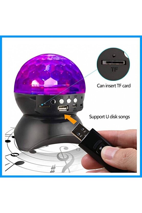 L740 Disko Topu Led Işıklı Şarjlı Bluetooth Hoparlör Disco Speaker Auxtf Card Siyah